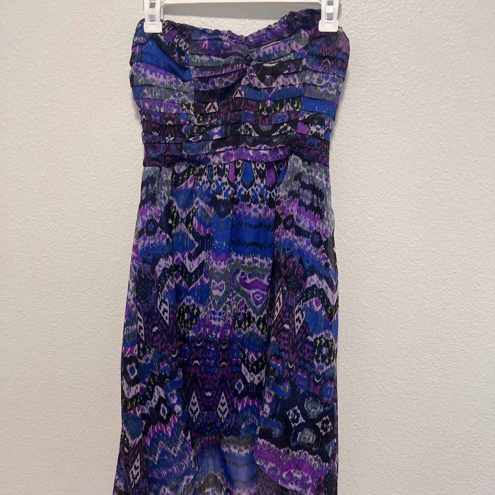 Strapless XXI Purple Mauve Blue Hi-Low Dress Size Small